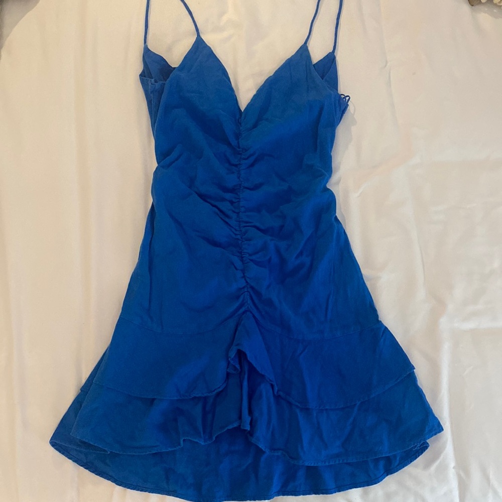Blue Zara ruffled mini dress
